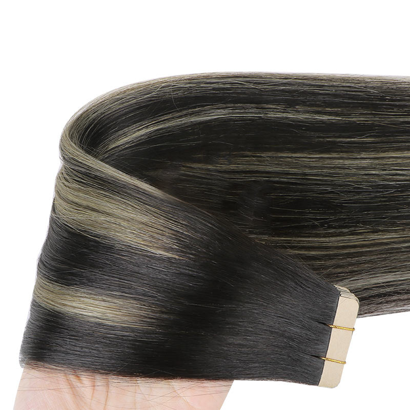 BLACK TO LIGHT BLONDE BALAYAGE (1B/16/1B) TAPE IN