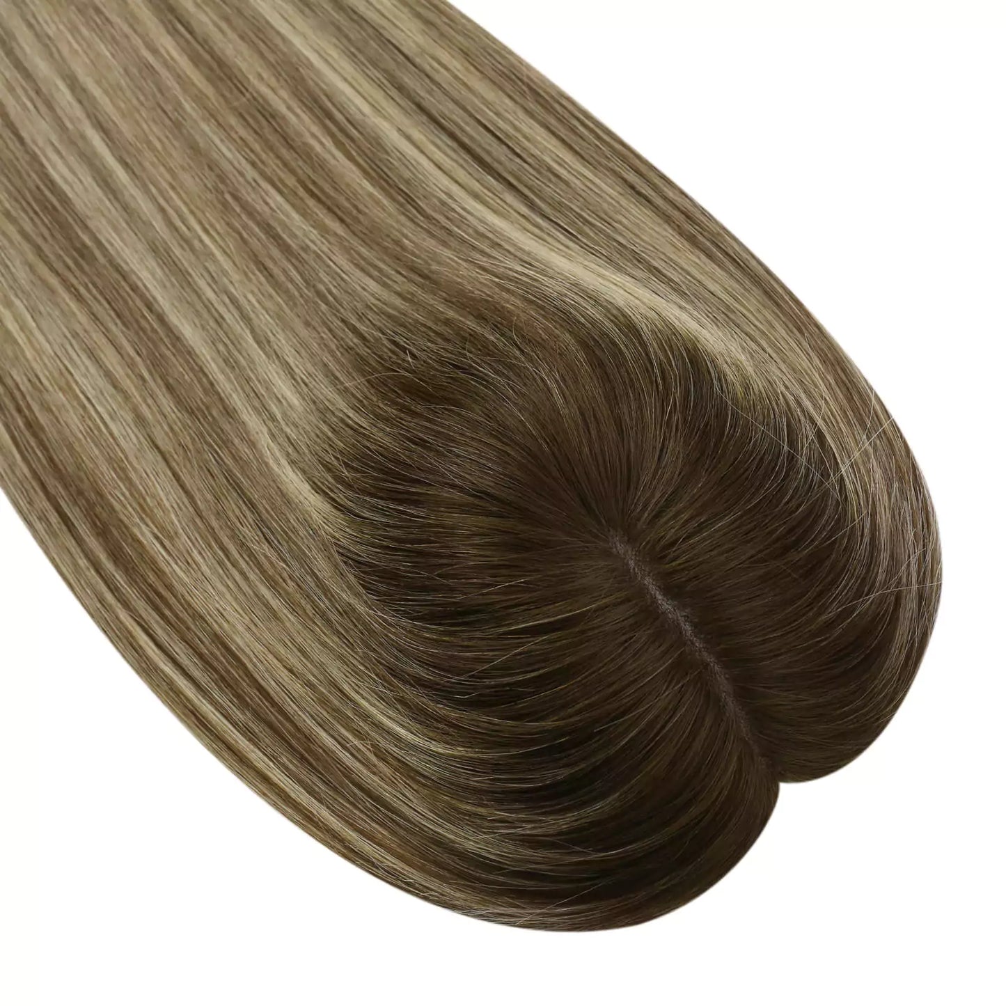 Virgin Hair Topper for Short Hair Balayage Brown Mix Blonde #4/27/4