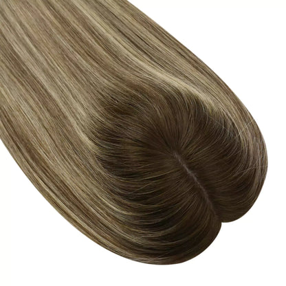 Virgin Hair Topper for Short Hair Balayage Brown Mix Blonde #4/27/4