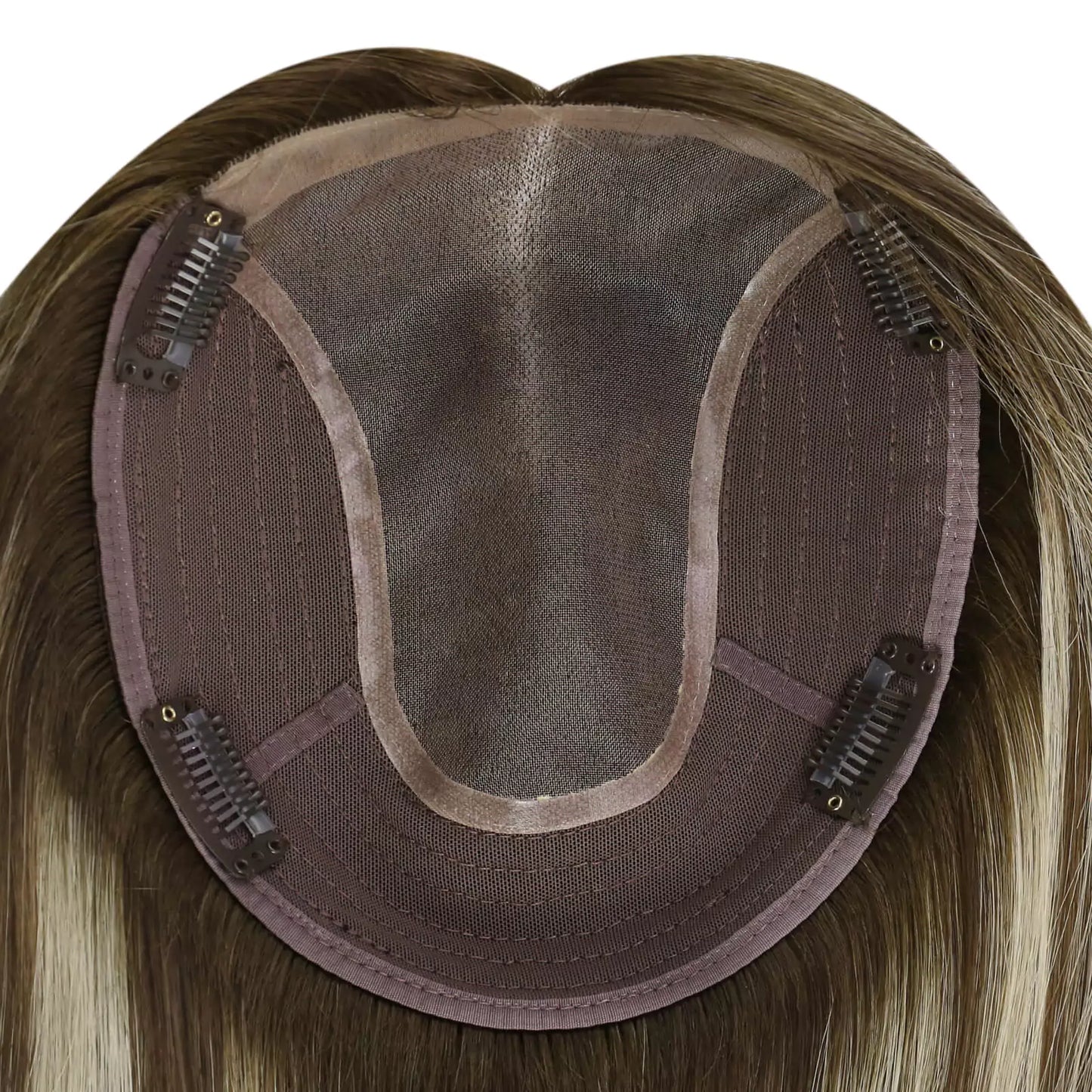 Virgin Hair Topper for Short Hair Balayage Brown Mix Blonde #4/27/4