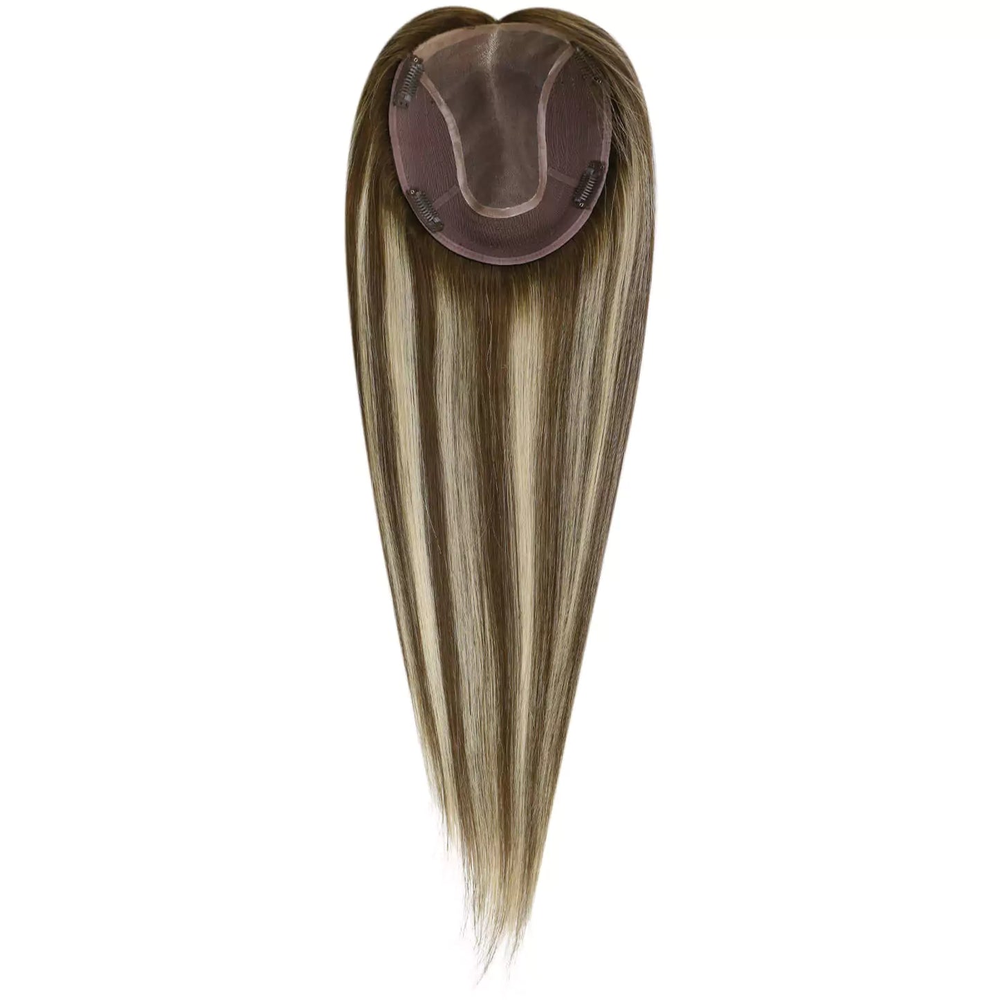 Virgin Hair Topper for Short Hair Balayage Brown Mix Blonde #4/27/4