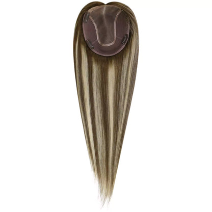 Virgin Hair Topper for Short Hair Balayage Brown Mix Blonde #4/27/4