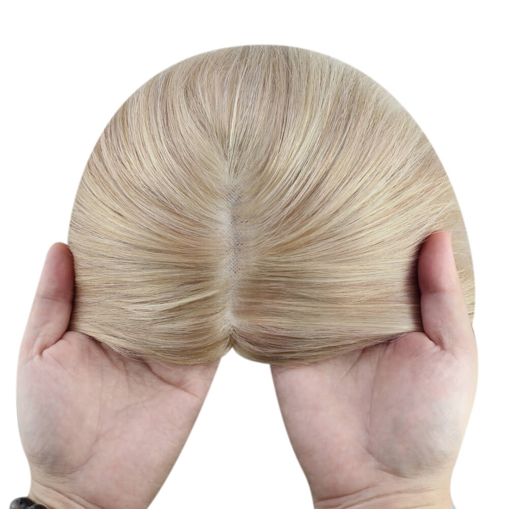 3*5inch Hair Topper For Women Remy Hair Highlight Blonde (#18P613)