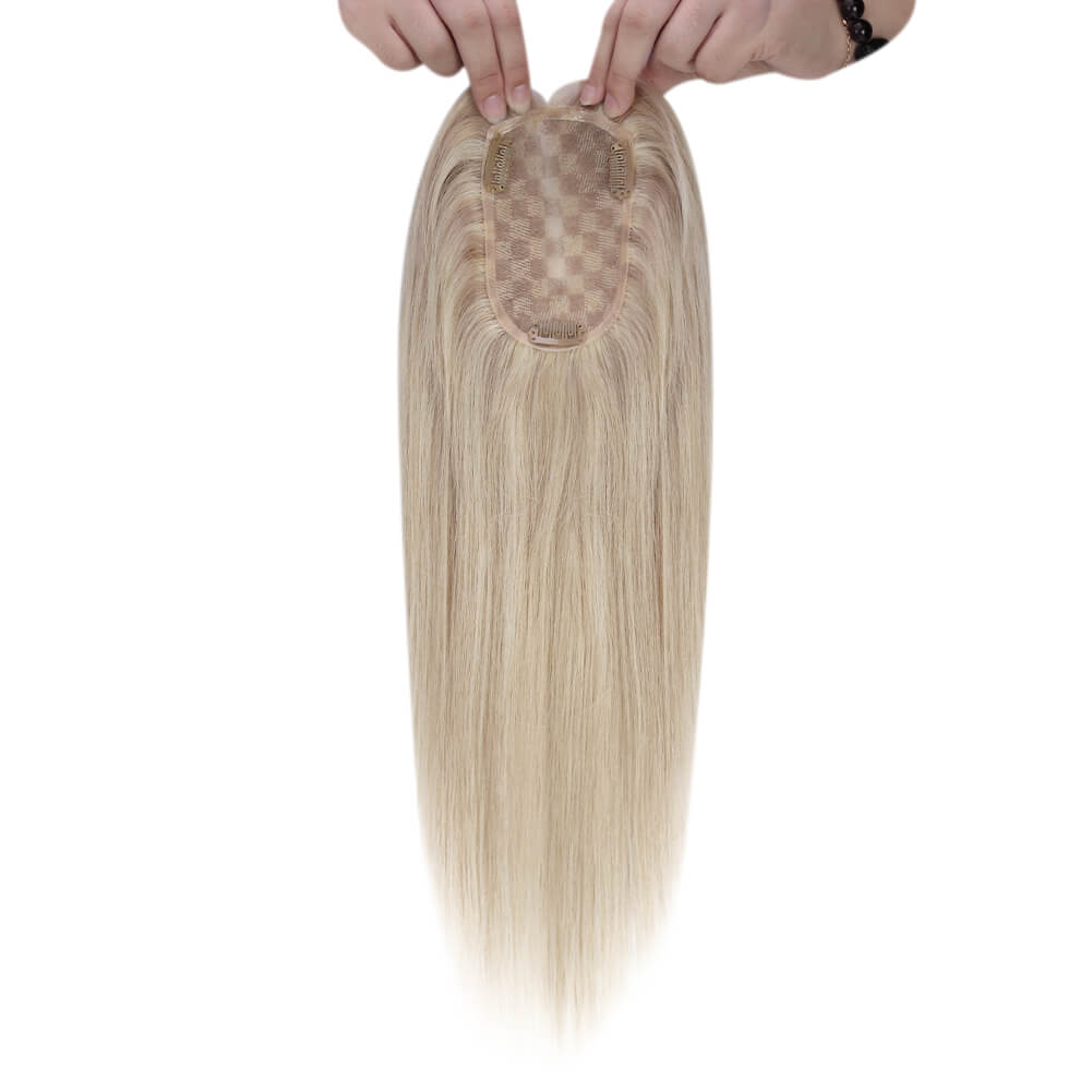 3*5inch Hair Topper For Women Remy Hair Highlight Blonde (#18P613)