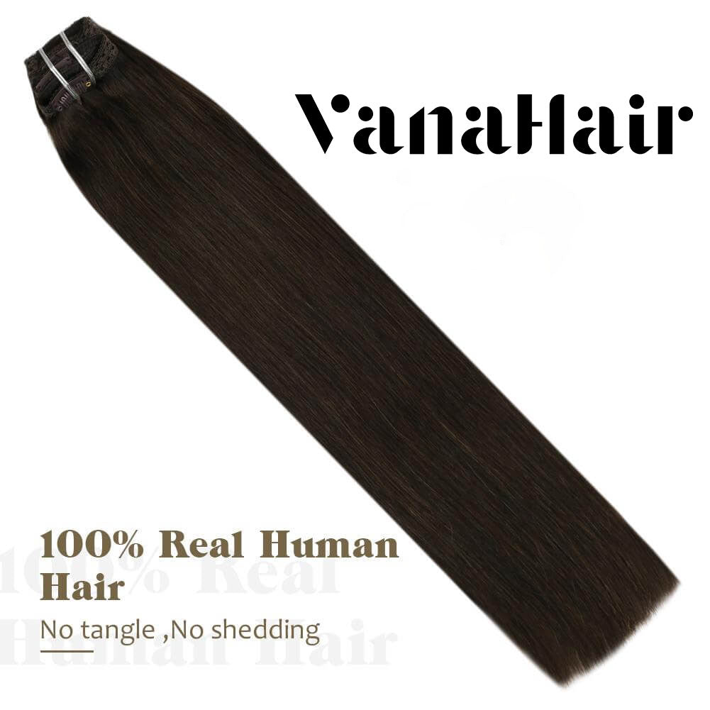 Remy Clip In Brazilian Human Hair Extensions Dark Brown(#2)