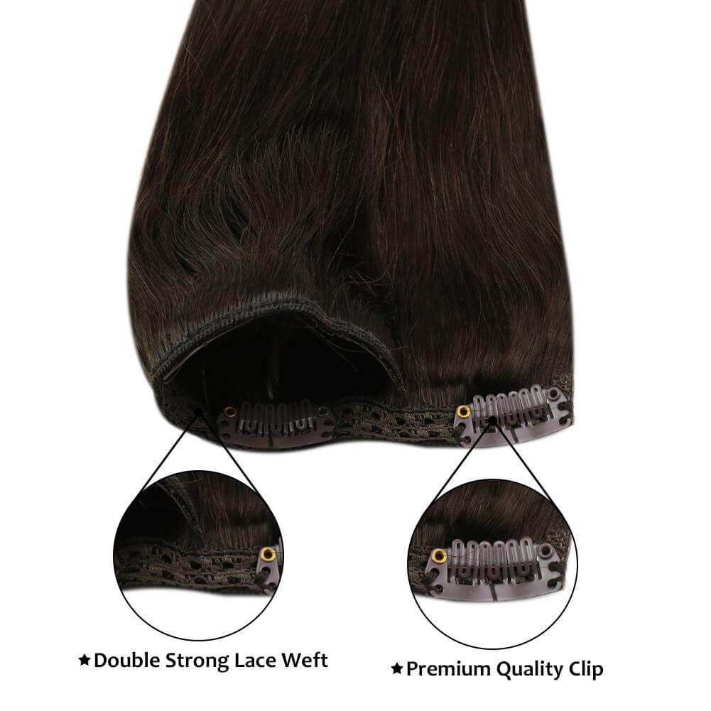 Remy Clip In Brazilian Human Hair Extensions Dark Brown(#2)