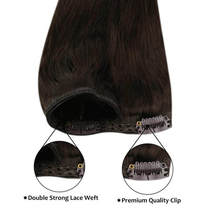 Remy Clip In Brazilian Human Hair Extensions Dark Brown(#2)