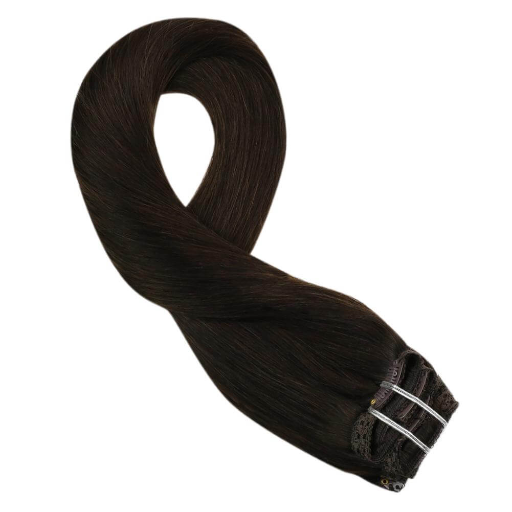 Remy Clip In Brazilian Human Hair Extensions Dark Brown(#2)