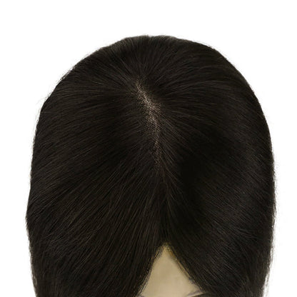 5"*5" Base Clip In Mono Topper Hairpieces Remy Human Hair Natural Black (#1B)