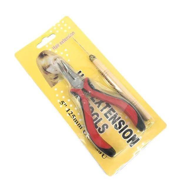 Hair Extensions Tool Kit Hair Extension Pliers*1+200pcs Micro Beads+Pulling Needle*1