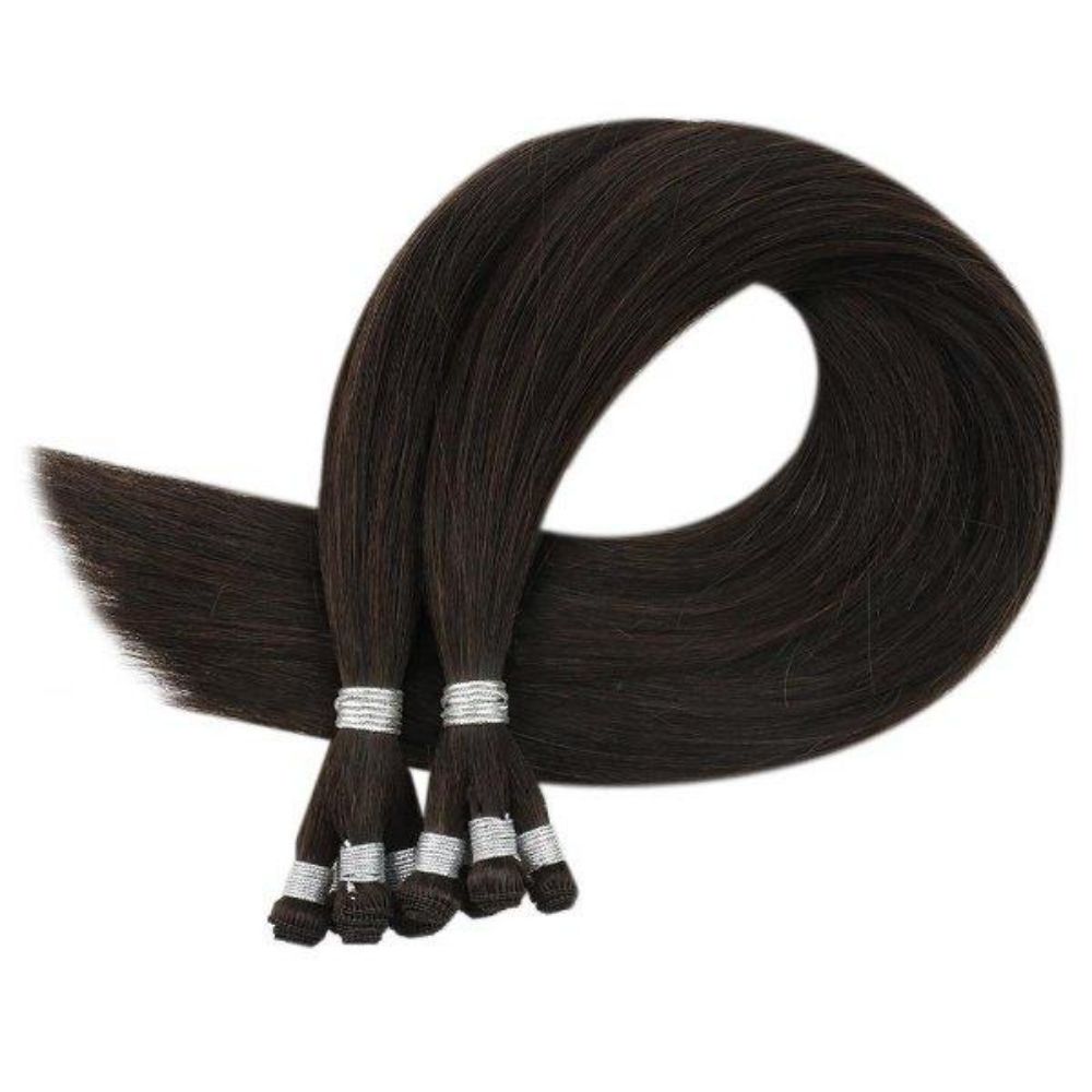 Virgin Sew In Weft Hand Tied Human Hair Weft Darkest Brown (#2)