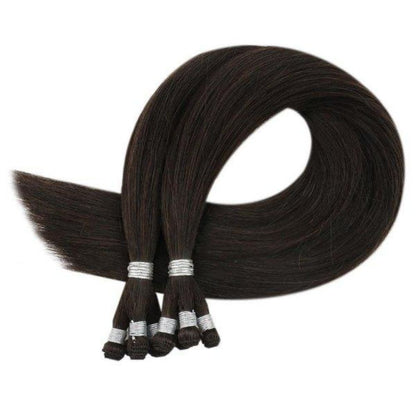Virgin Sew In Weft Hand Tied Human Hair Weft Darkest Brown (#2)