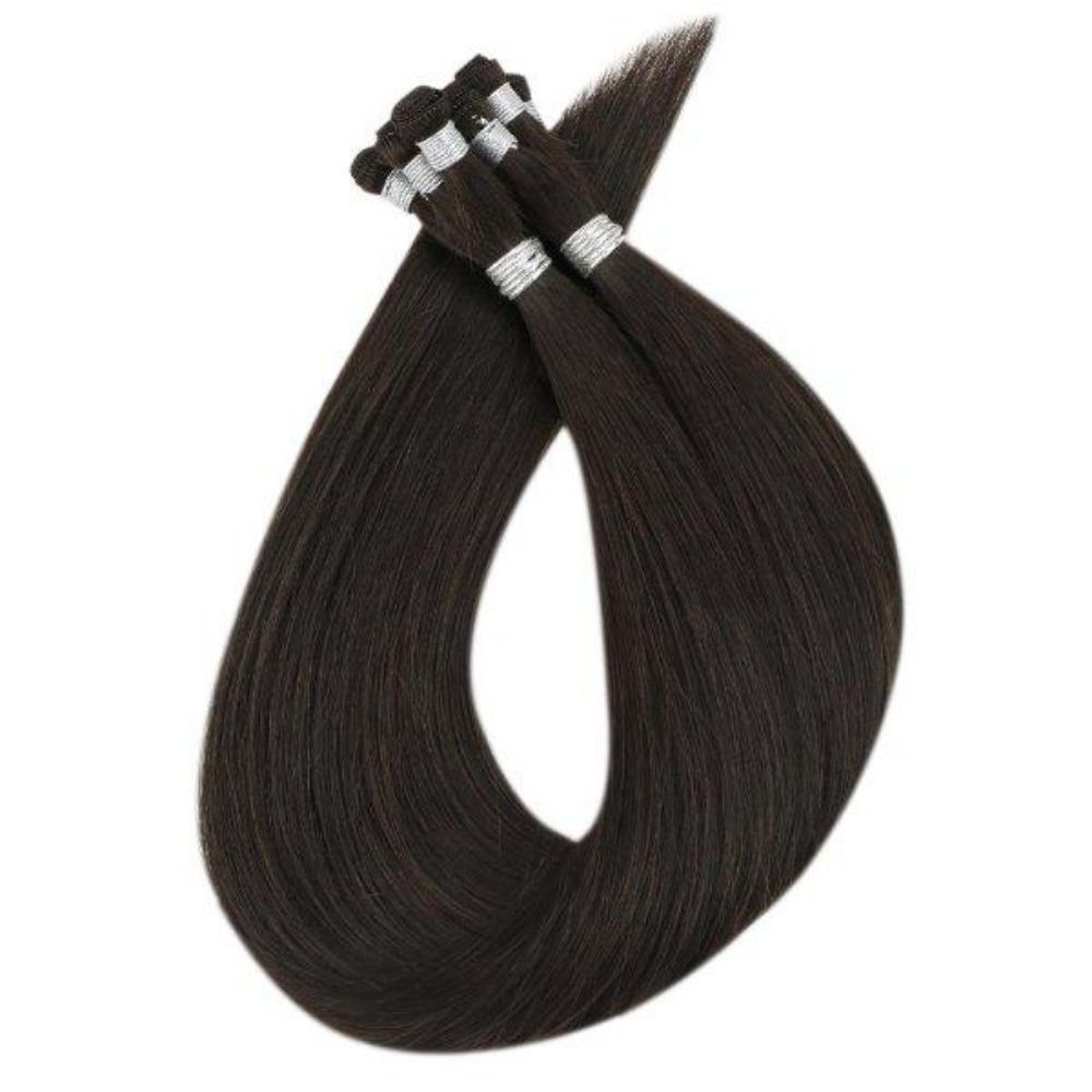 Virgin Sew In Weft Hand Tied Human Hair Weft Darkest Brown (#2)