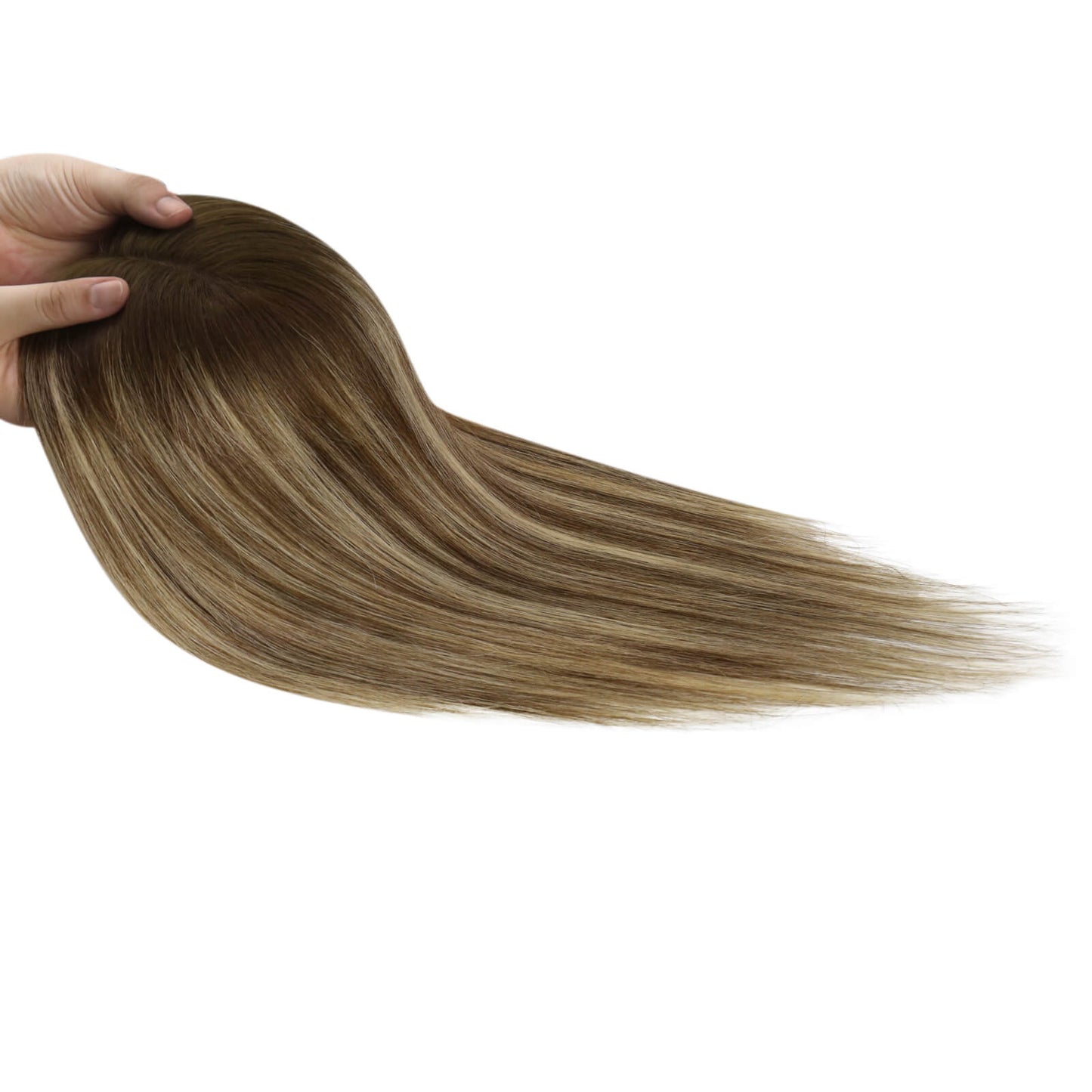 [US]Virgin Hair Topper Medium Base Balayage Brown Mixed Blonde #4/27/4