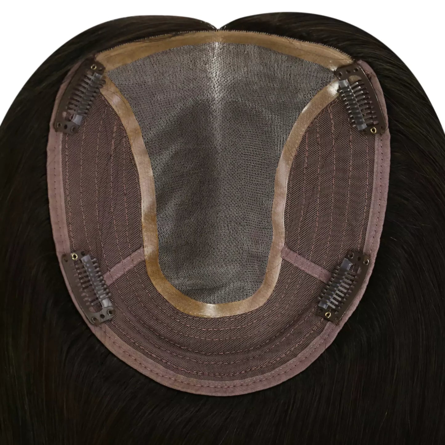 6*7inch Virgin Hair Topper Straight Hair Piece Natural Black #1B