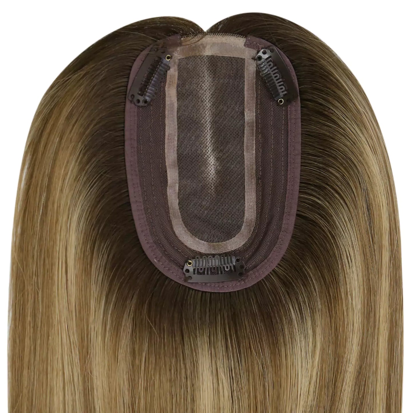 Hair Topper Virgin Hair Piece Topper Balayage Brown #3/8/22