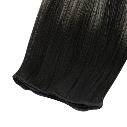 Weft Hair Brazilian Virgin Invisible Genius Weft Human Hair Bundles (#1B/Silver/1B)