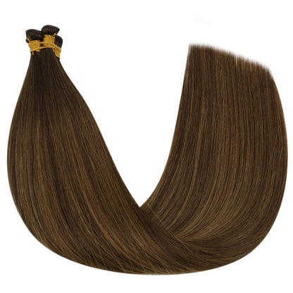 Virgin Invisible Genius Weft Human Hair Extensions Balayage Brown (#DU)