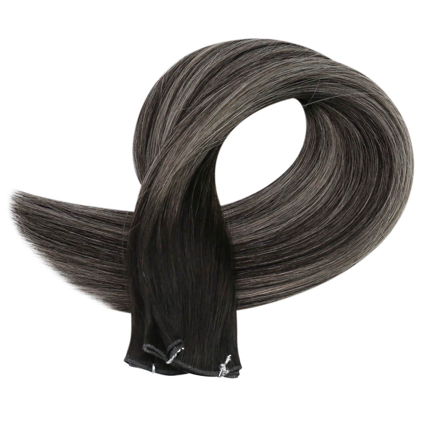 Weft Hair Brazilian Virgin Invisible Genius Weft Human Hair Bundles (#1B/Silver/1B)
