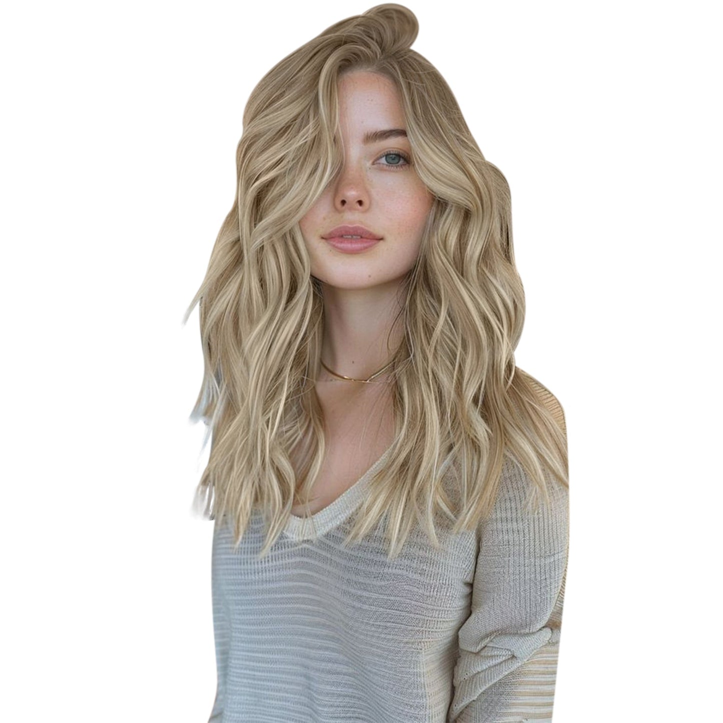 [US]Virgin Hand Tied Real Human Sew In Weft Blonde Balayage Hair (#8/8/613)