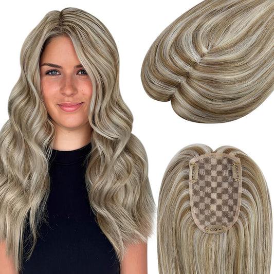 3*5inch Hair Toppers For Women Highlight Brown Mixed Blonde (#8P/60)