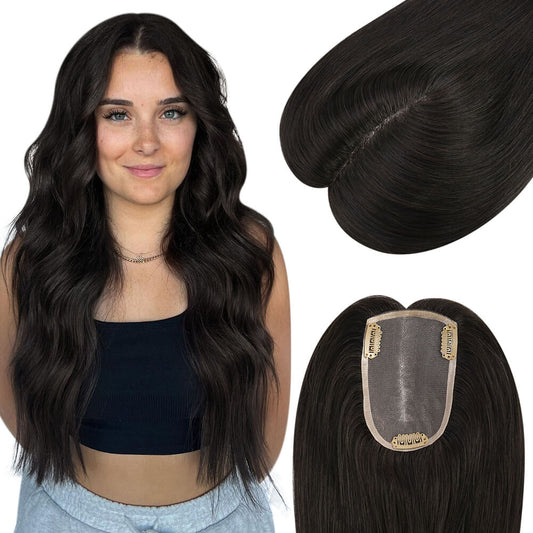 3*5inch Mono Hair Topper Remy Human Hair Natural Black (#1B)