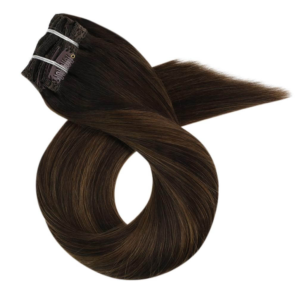 Remy Clip In Human Hair Extensions Soft Hair Balayage Color(#2/6/2)