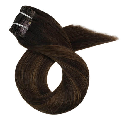 Remy Clip In Human Hair Extensions Soft Hair Balayage Color(#2/6/2)