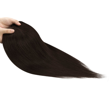 Mono Base Hair Topper Virgin Hair Pieces Darkest Brown #2