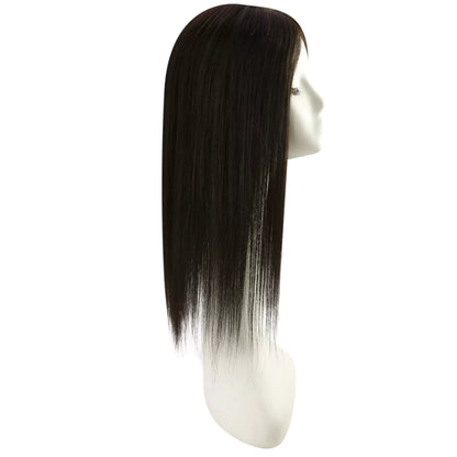6*7inch Virgin Hair Topper Straight Hair Piece Natural Black #1B