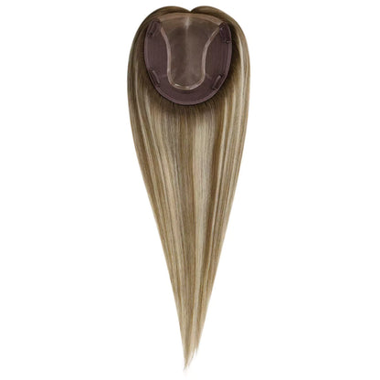 Virgin Hair Topper 6*7inch Base Size Hair Pieces Balayage Color #8C60