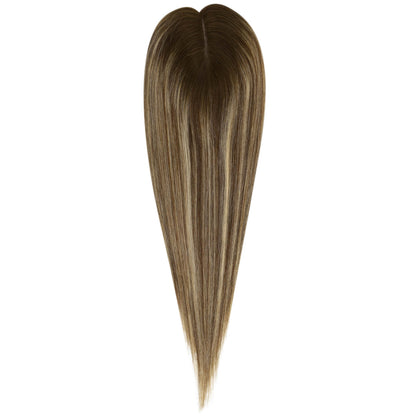 Virgin Hair Topper Medium Base Balayage Brown Mixed Blonde #4/27/4