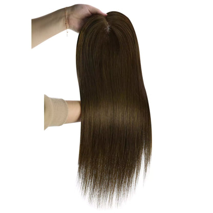 Human Hair Pieces Virgin Human Hair Topper Dark Brown #4