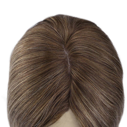 Mono Topper Remy Human Hair Brown Hair Pieces 5"*5" Base (#4/27/4)
