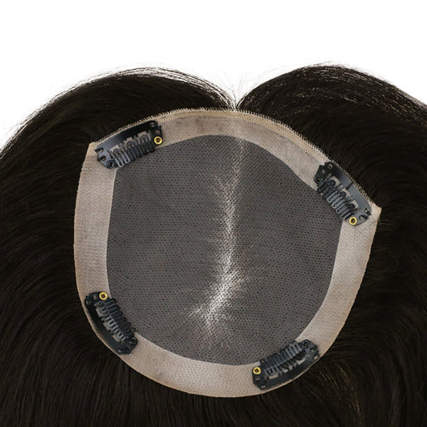 5"*5" Base Clip In Mono Topper Hairpieces Remy Human Hair Natural Black (#1B)