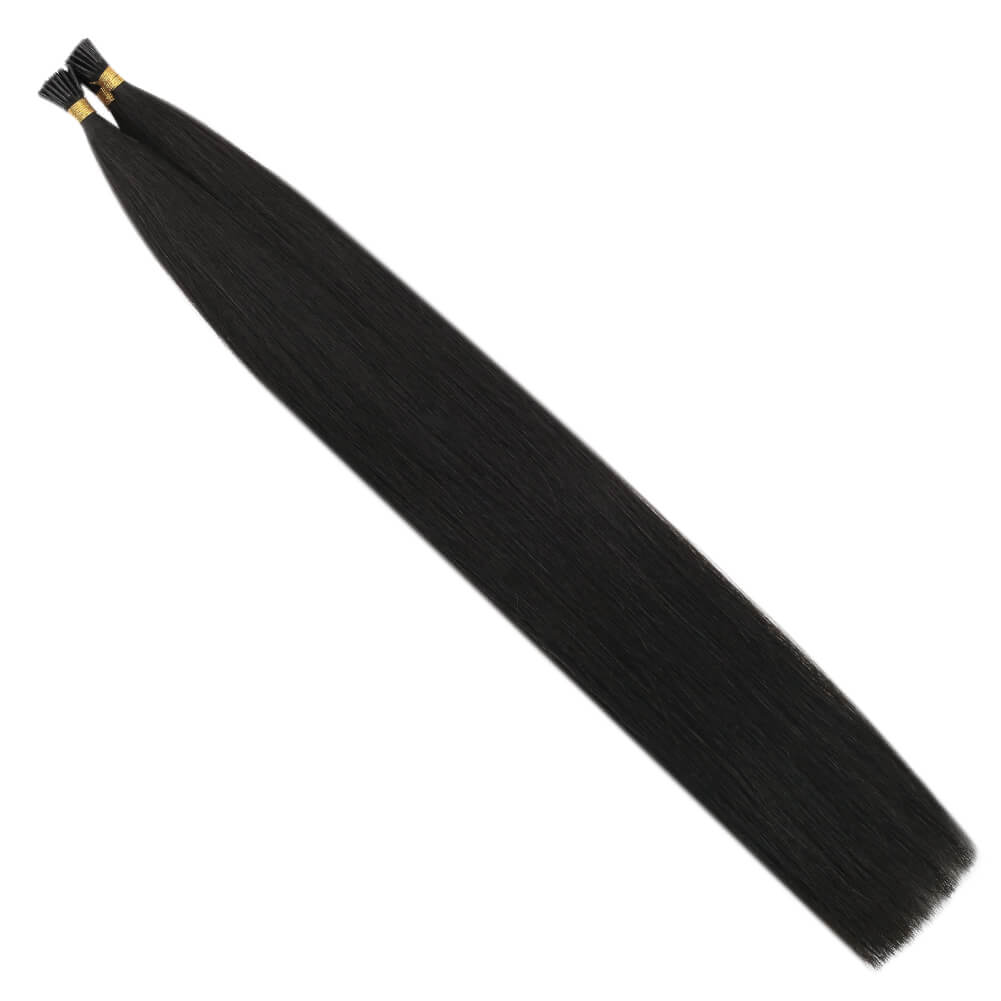 Virgin I Tip Human Hair Stick Tip Hair Extension Brazilian Jet Black(#1)