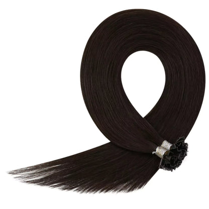 Virgin K Tip Professional Hair Extensions Darkest Brown #2