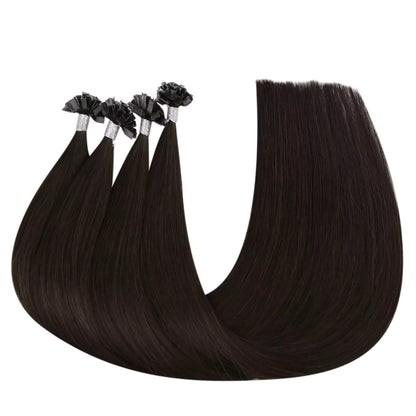 Virgin K Tip Professional Hair Extensions Darkest Brown #2