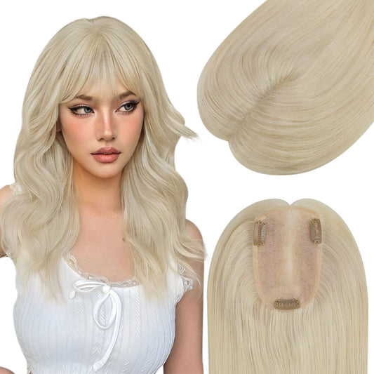 3*5inch Remy Human Hair Topper Invisible Platinum Blonde (#60)