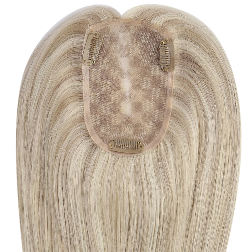 3*5inch Hair Topper For Women Remy Hair Highlight Blonde (#18P613)