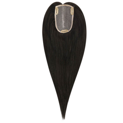 3*5inch Mono Hair Topper Remy Human Hair Natural Black (#1B)