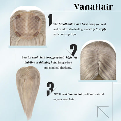 3*5inch Hair Topper For Women Remy Hair Highlight Blonde (#18P613)