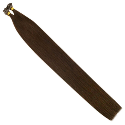 Virgin Human I Tip Brazilian Straight Hair Extensions Kertain Tip Brown Color (#4)