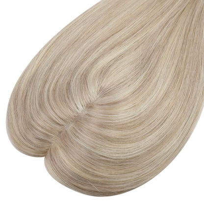 3*5inch Hair Topper For Women Remy Hair Highlight Blonde (#18P613)