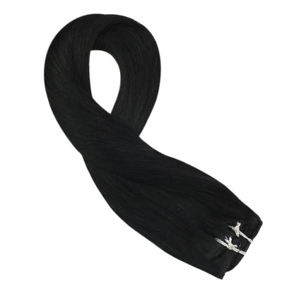 Brazilian Human Remy Clip In Double Weft Hair Extension Jet Black(#1)