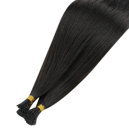 Virgin I Tip Stick Tip Human Straight Hair Extension Brazilian Natural Black(#1B)