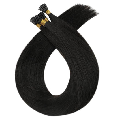 Virgin I Tip Stick Tip Human Straight Hair Extension Brazilian Natural Black(#1B)