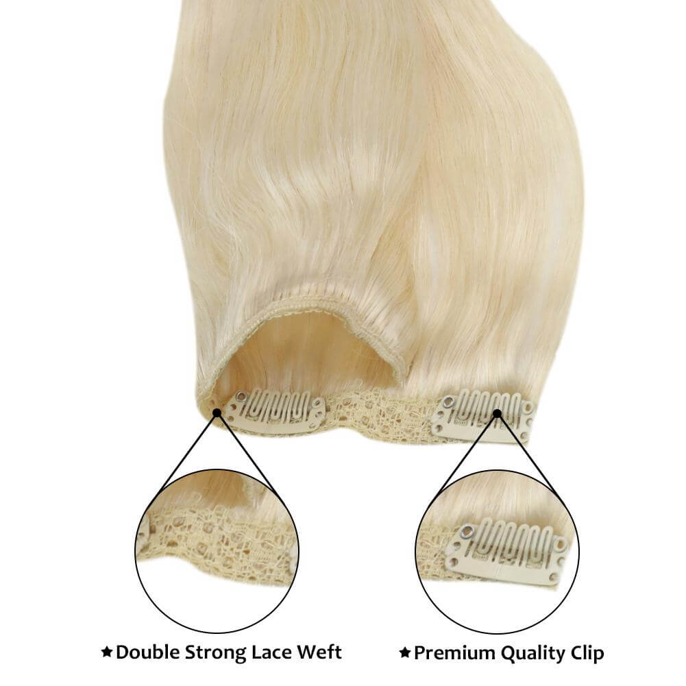 Remy Clip In Brazilian Human Hair Extension Platinum Blonde(#60)