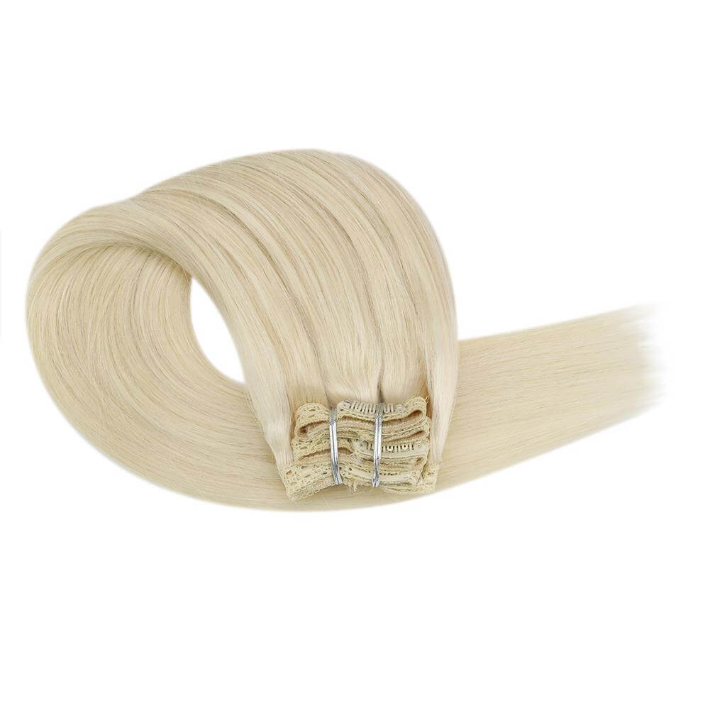 Remy Clip In Brazilian Human Hair Extension Platinum Blonde(#60)