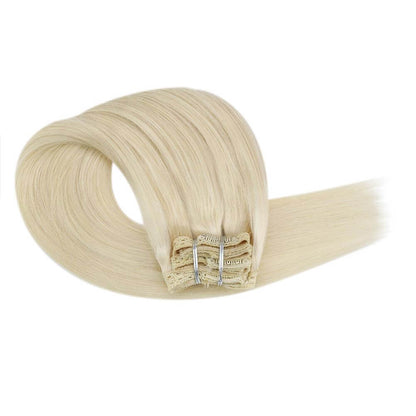 Remy Clip In Brazilian Human Hair Extension Platinum Blonde(#60)